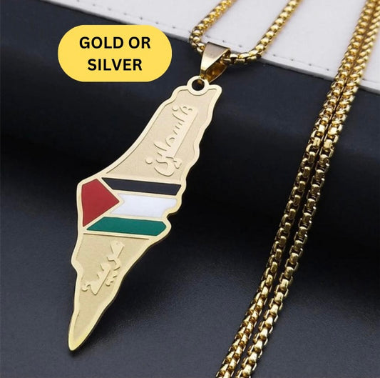 Palestine Map Necklace - Buy One Get One FREE